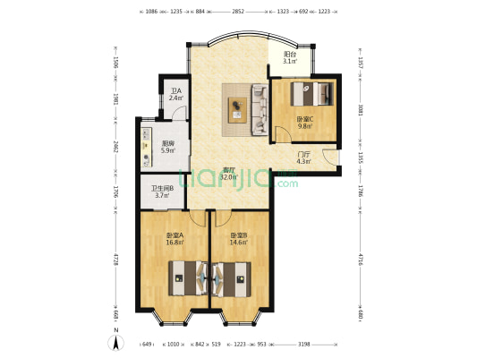 季華花圜绿景 3室1厅2卫 115平方