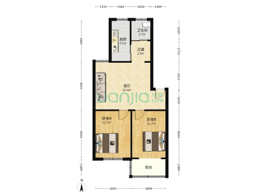 红旗北路109-1 2室1厅1卫 77平方