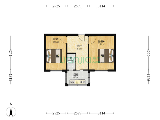 建新家园 2室1厅1卫 49平方
