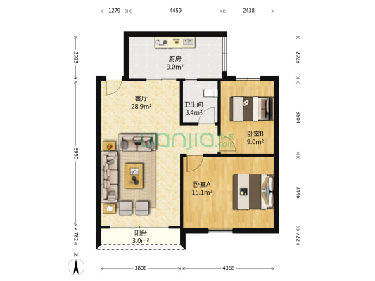 美的新村 2室1厅1卫 88平方