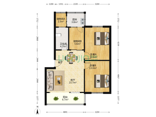洒水车队家属院 2室1厅1卫 82平方