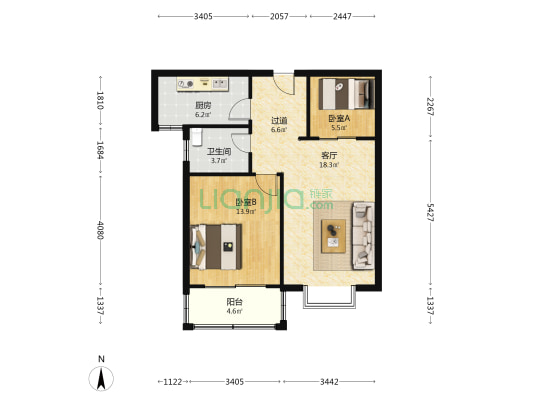 临江景苑 2室1厅1卫 81平方