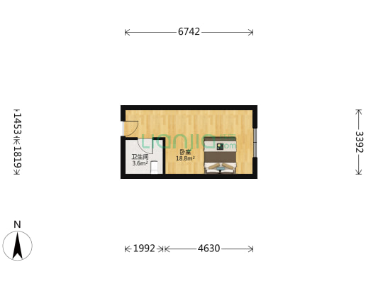 蓉北商贸大道一段24号 1室0厅1卫 31平方