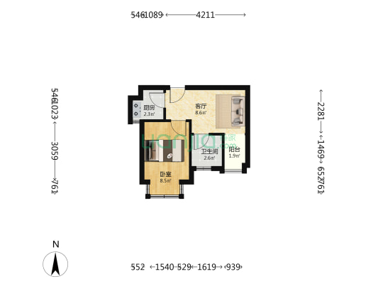 朝阳洲安置小区 1室1厅1卫 36平方