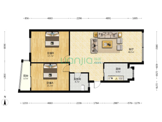 和平公寓 2室1厅1卫 106平方