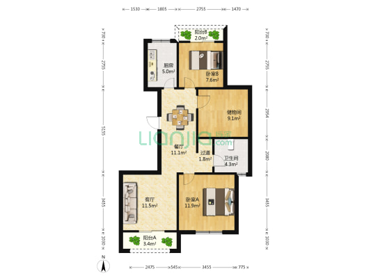 小城春秋二期 2室2厅1卫 87平方