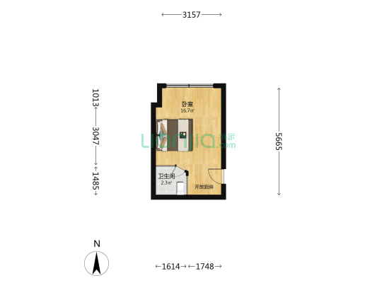 北二西路 1室0厅1卫 25平方