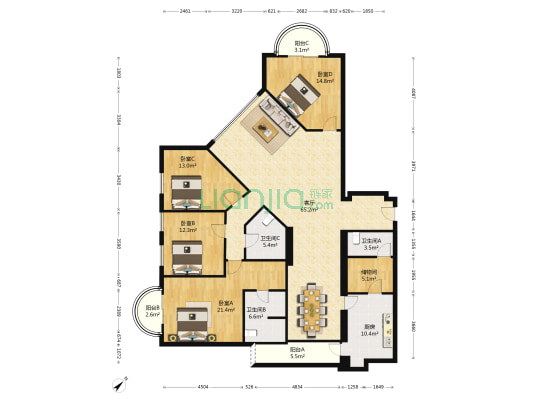 万科俊园 4室1厅3卫 247平方