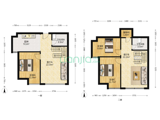 天之润花园青年特区 3室2厅2卫 133平方