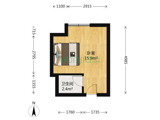 湘翰御舍 1室0厅1卫 32平方