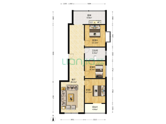 岭秀城（嶺秀城） 3室1厅1卫 123平方