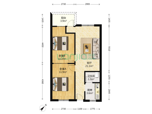 佳晟楼 2室1厅1卫 66平方
