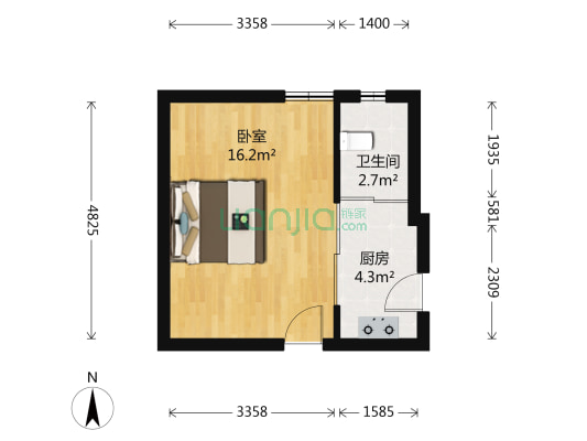 双阳大楼 1室0厅1卫 34平方