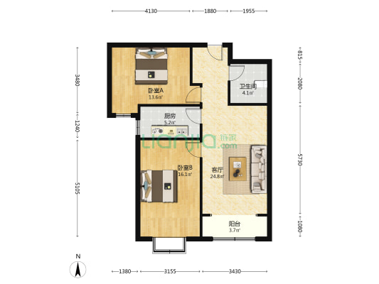 小区在华阳路北德信公园旁，房龄新，社区人车分流-户型图