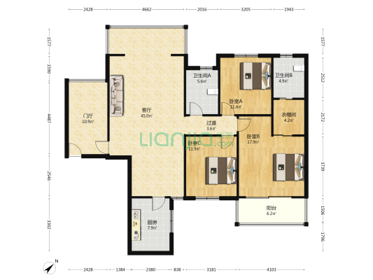 城市之光 3室1厅2卫 150平方
