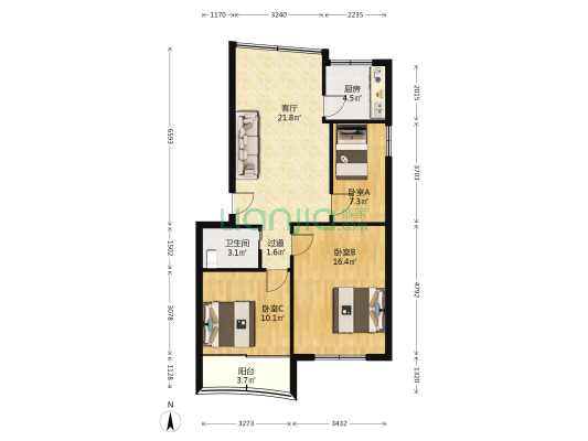 城中街378号 3室1厅1卫 84平方