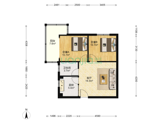 东新大楼 2室1厅1卫 82平方