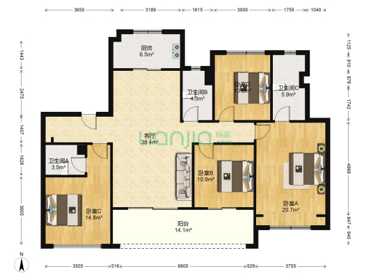 及第阁 4室1厅3卫 163平方
