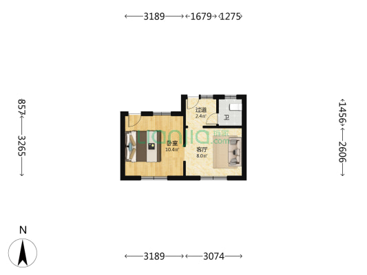 颍州北路71号 1室1厅1卫 28平方