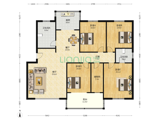 烟草局家属院 4室2厅2卫 190平方
