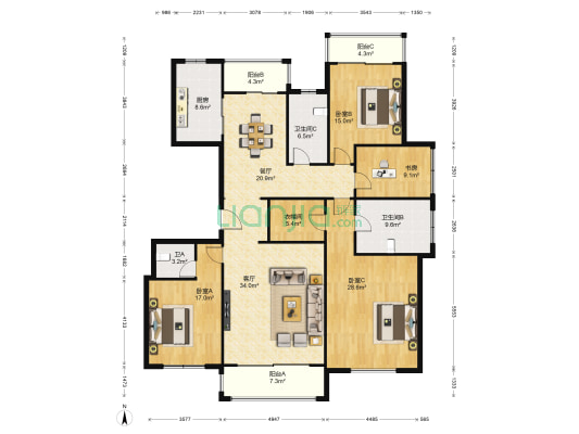 姑苏公馆 4室2厅3卫 190平方