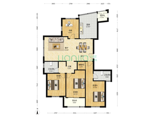 观潮华庭 4室1厅2卫 159平方