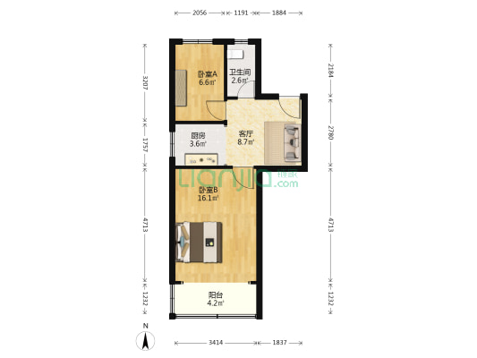 黄墙弄散盘 2室1厅1卫 52平方