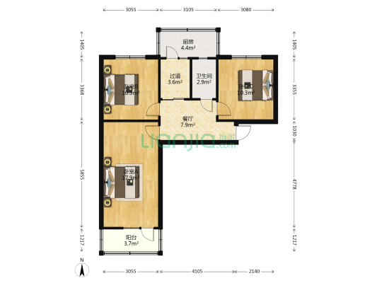省区划委宿舍 3室1厅1卫 72平方
