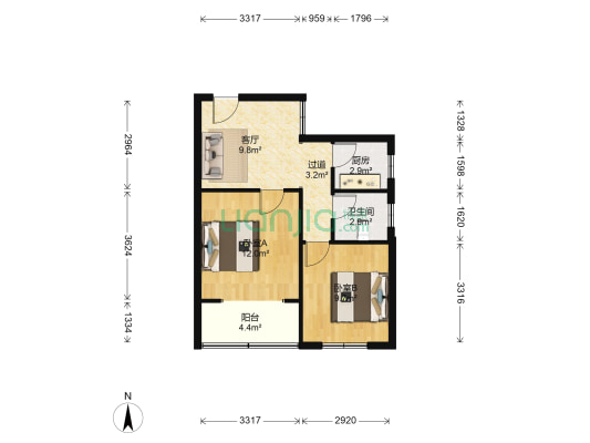 惠民花园(邳州市) 2室1厅1卫 75平方
