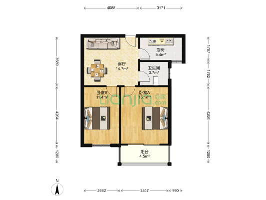 嶂山碧院 2室1厅1卫 68平方