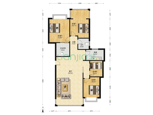 中建桂苑金桂苑 4室1厅2卫 140平方