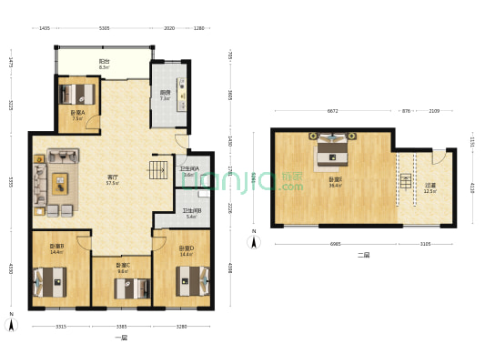 嘉和花苑 5室1厅2卫 146平方