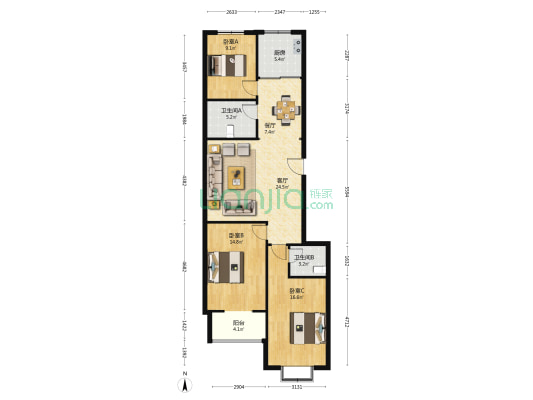 金峰花园 3室2厅2卫 123平方