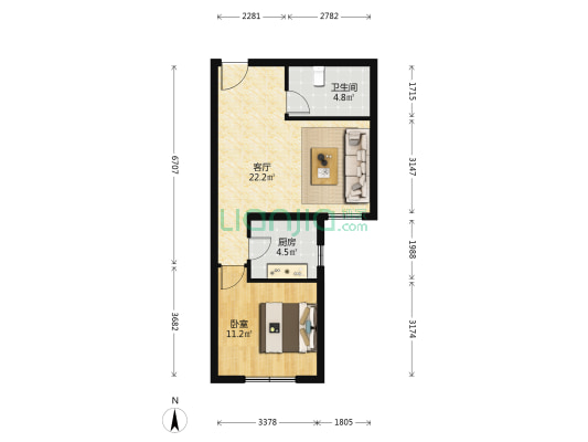 首创·美澜湾F区 1室1厅1卫 61平方