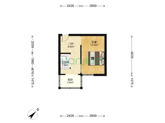 安阳南二道街10号 1室0厅1卫 34平方