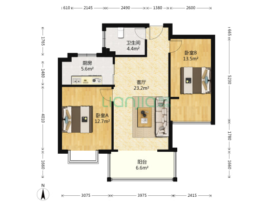 紫御铭园 2室1厅1卫 82平方