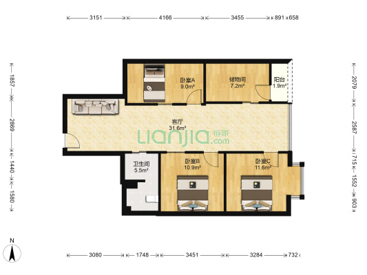 柳堤苑 3室1厅1卫 99平方
