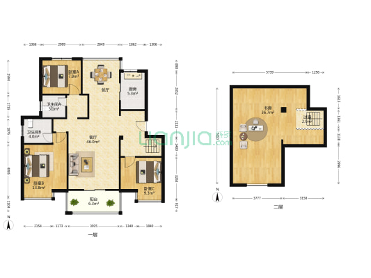 景秀华府北区 4室1厅2卫 127平方