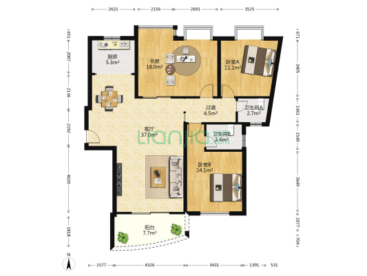 悦美筼筜 3室1厅2卫 126平方