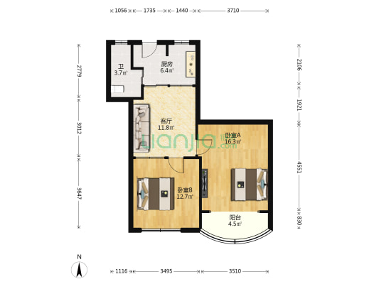 宜川路350号 2室1厅1卫 79平方
