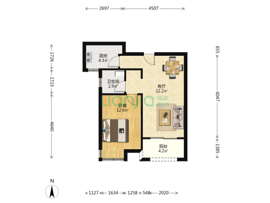 盘福雅苑小区 1室1厅1卫 65平方