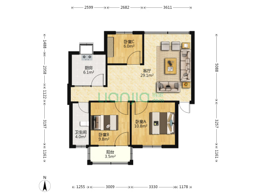 石油管道局家属院(襄州区) 3室1厅1卫 82平方