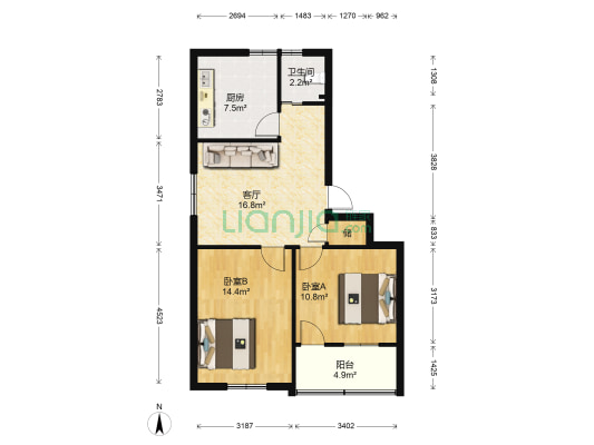 江滨新村西 2室1厅1卫 71平方