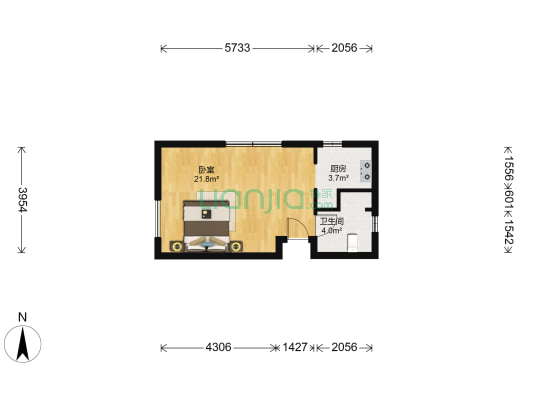 华润考拉住区南园 1室0厅1卫 45平方