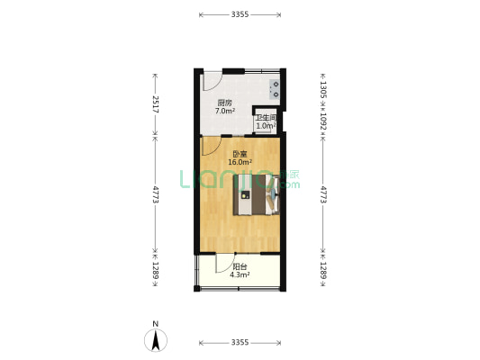 云栖里 1室0厅1卫 23平方