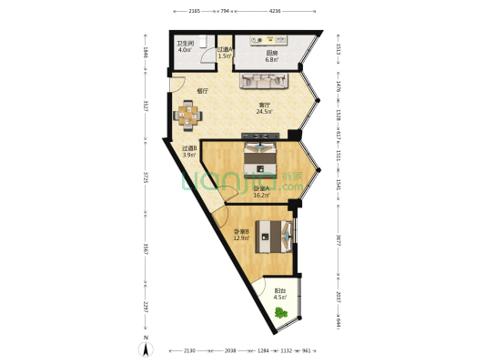 建业大厦 2室1厅1卫 103平方
