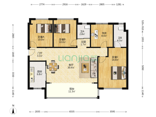 碧桂园锦樾府 4室1厅2卫 129平方