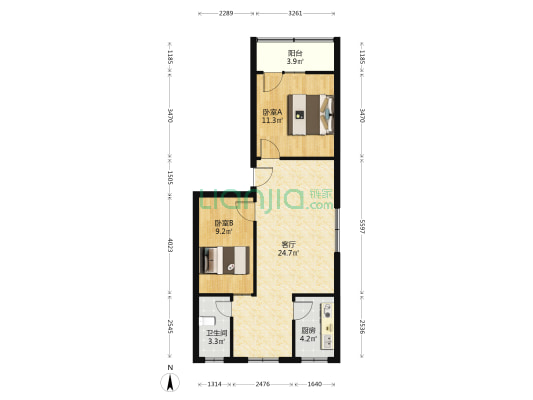 长荣街66号 2室1厅1卫 72平方