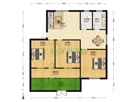 许昌市外贸包装公司住宅楼 3室1厅1卫 120平方