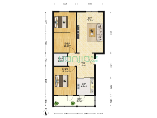 建行生活小区 2室1厅1卫 102平方